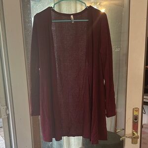 Burgundy Open Front Cardigan